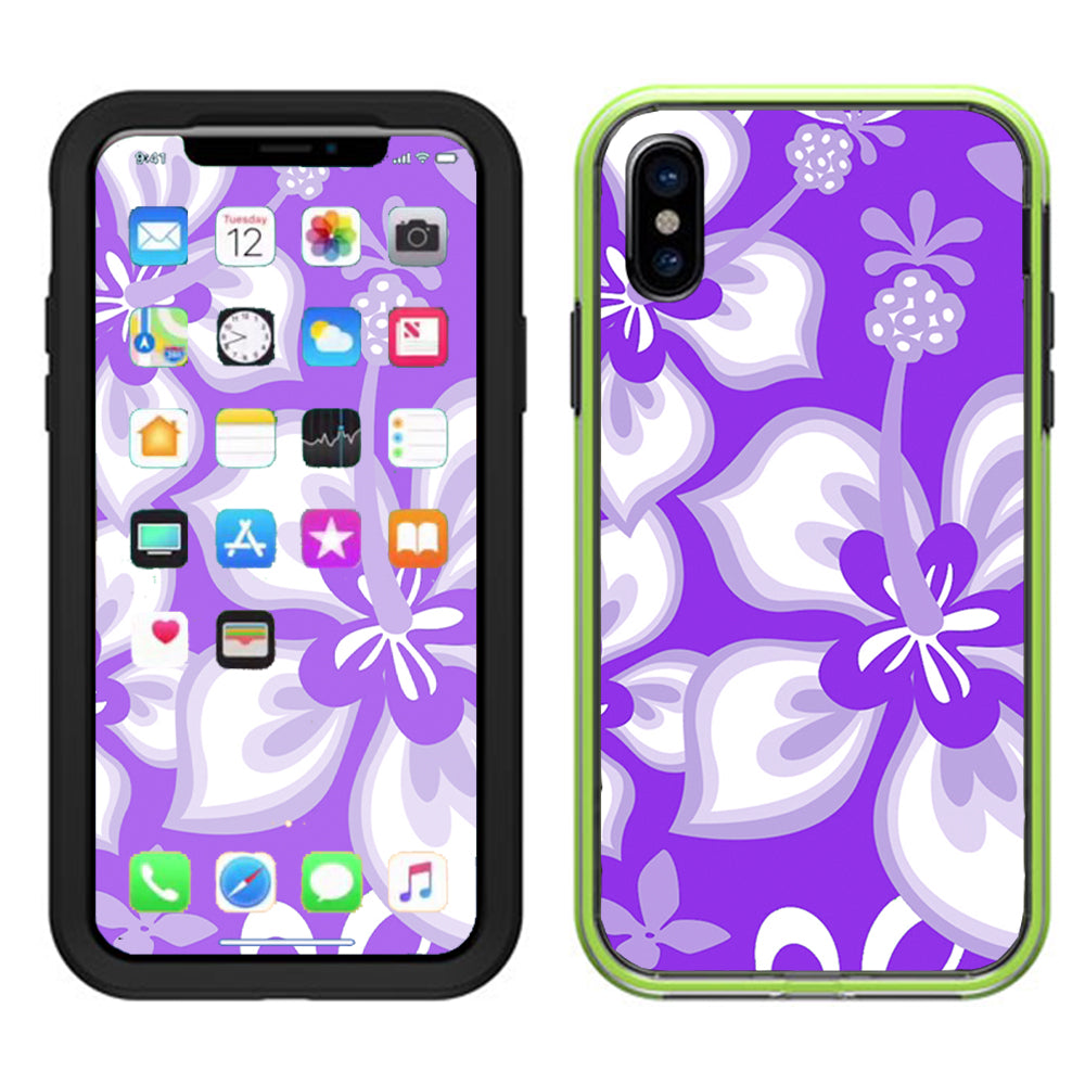  Hibiscus Hawaiian Flowers  Purple Lifeproof Slam Case iPhone X Skin