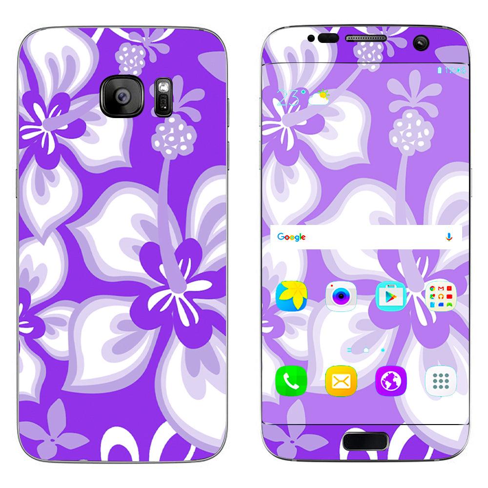  Hibiscus Hawaiian Flowers  Purple Samsung Galaxy S7 Edge Skin