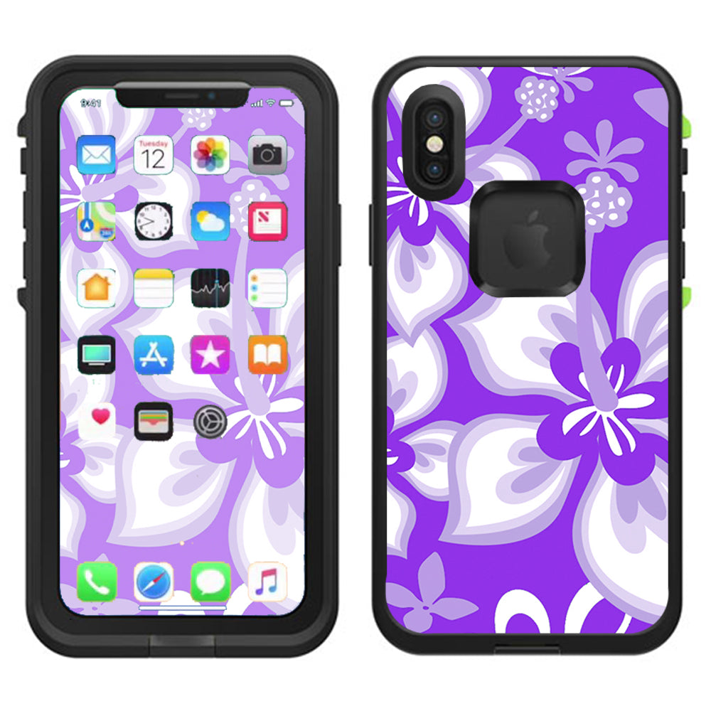  Hibiscus Hawaiian Flowers  Purple Lifeproof Fre Case iPhone X Skin