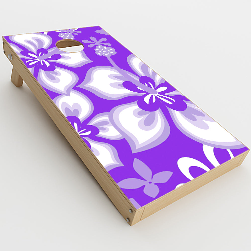  Hibiscus Hawaiian Flowers Purple Cornhole Game Boards  Skin