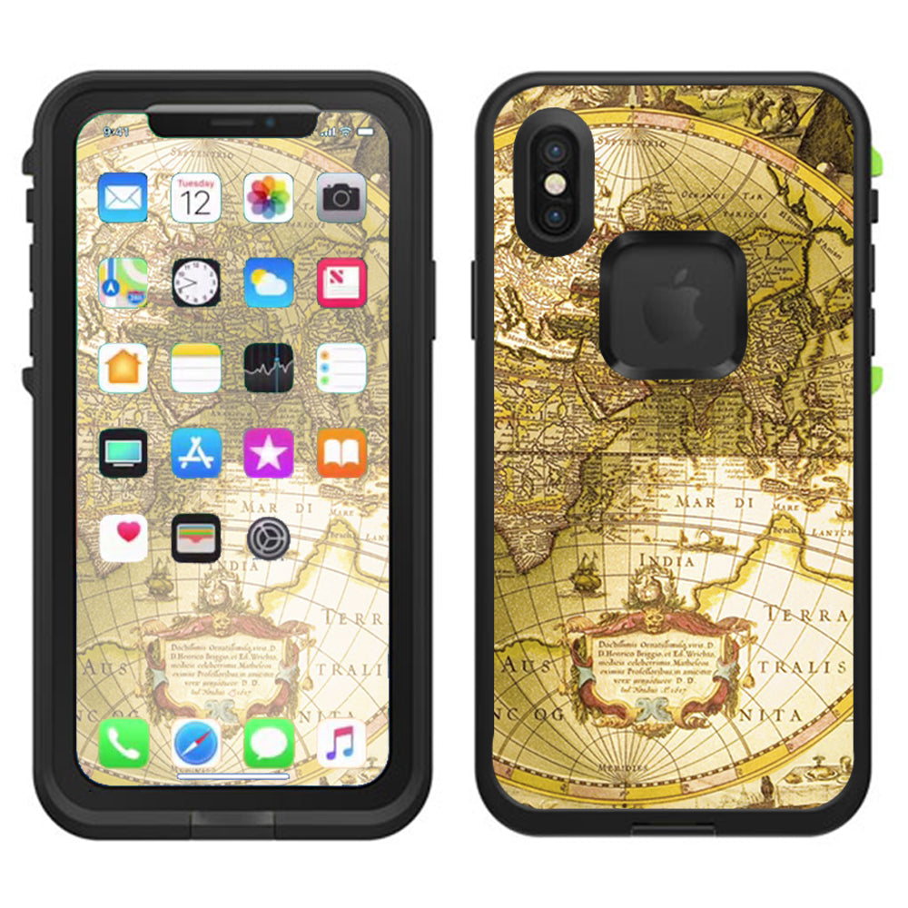  Old School Maps Lifeproof Fre Case iPhone X Skin