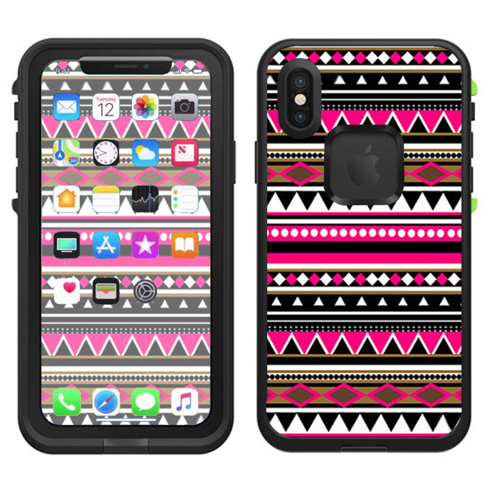  Pink Aztec Indian Chevron Lifeproof Fre Case iPhone X Skin