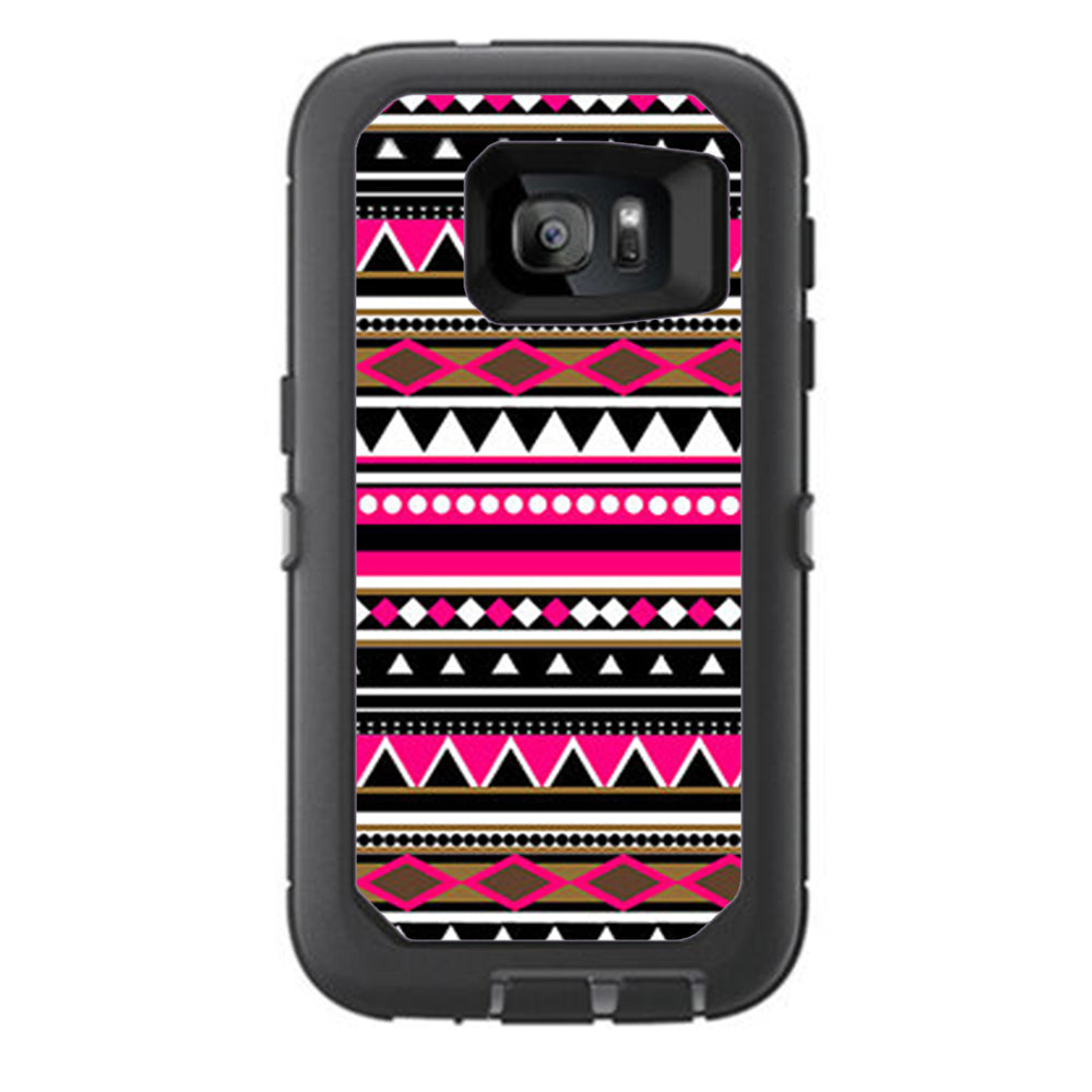  Pink Aztec Indian Chevron Otterbox Defender Samsung Galaxy S7 Skin