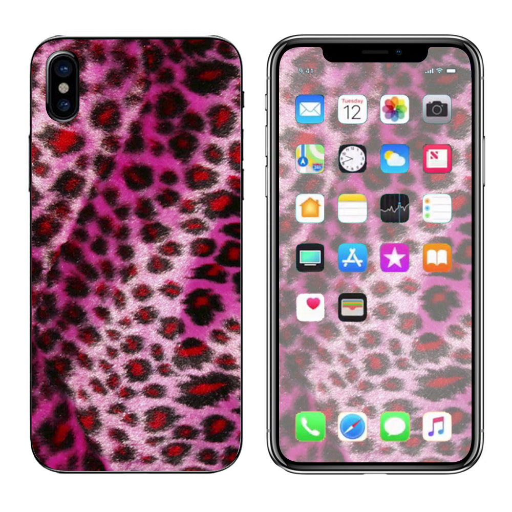  Pink Fur, Cheetah Apple iPhone X Skin