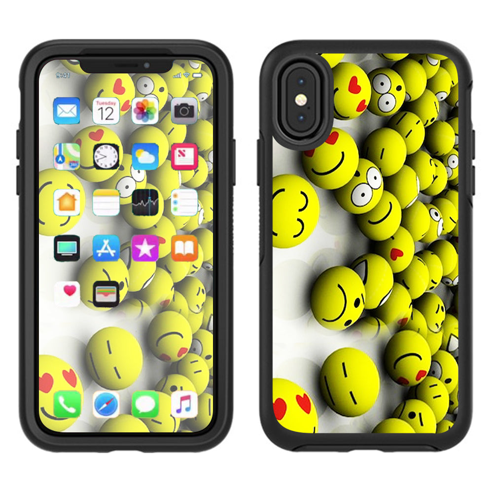  Tennis Balls Happy Faces Otterbox Defender Apple iPhone X Skin
