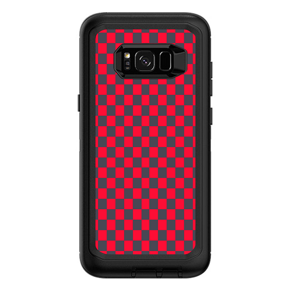  Red Gray Checkers Otterbox Defender Samsung Galaxy S8 Plus Skin