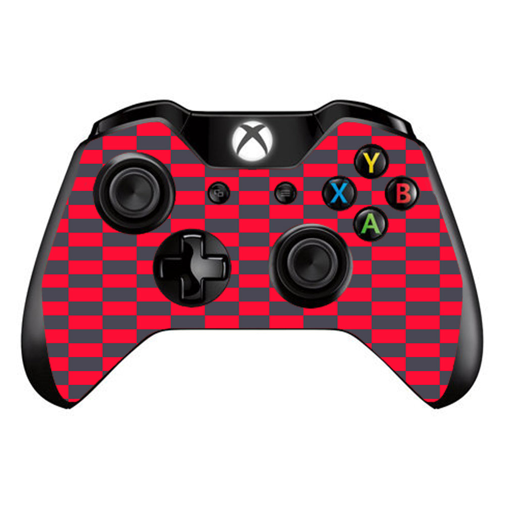  Red Gray Checkers Microsoft Xbox One Controller Skin