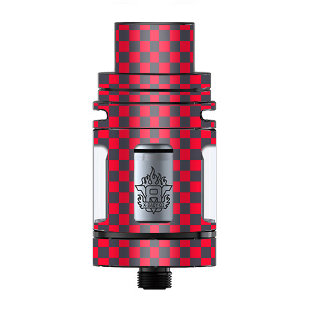  Red Gray Checkers TFV8 X-baby Tank Smok Skin