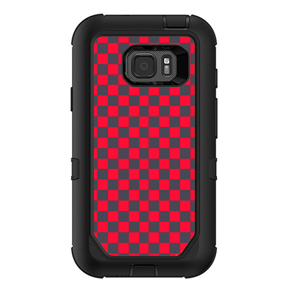  Red Gray Checkers Otterbox Defender Samsung Galaxy S7 Active Skin