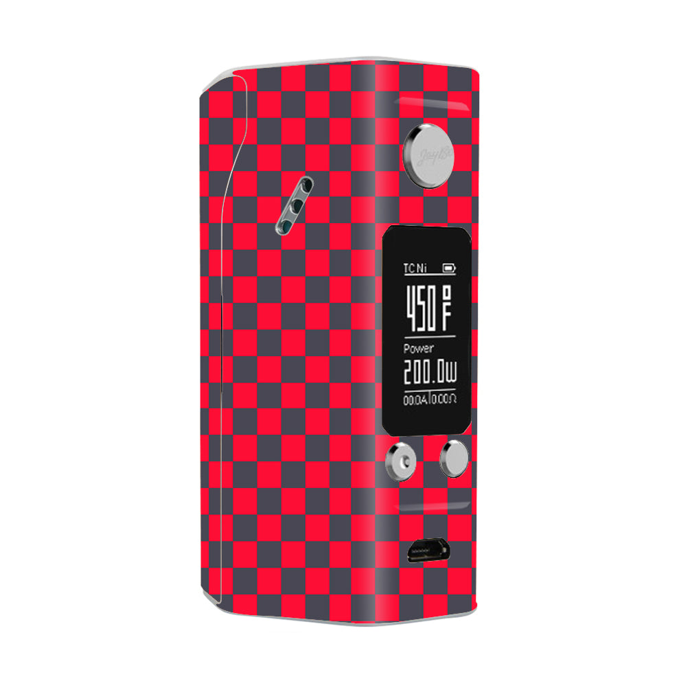  Red Gray Checkers Wismec Reuleaux RX200S Skin