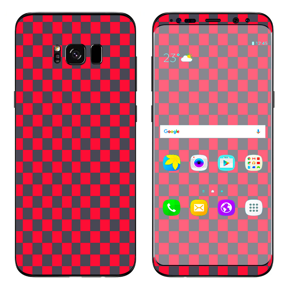 Red Gray Checkers Samsung Galaxy S8 Plus Skin