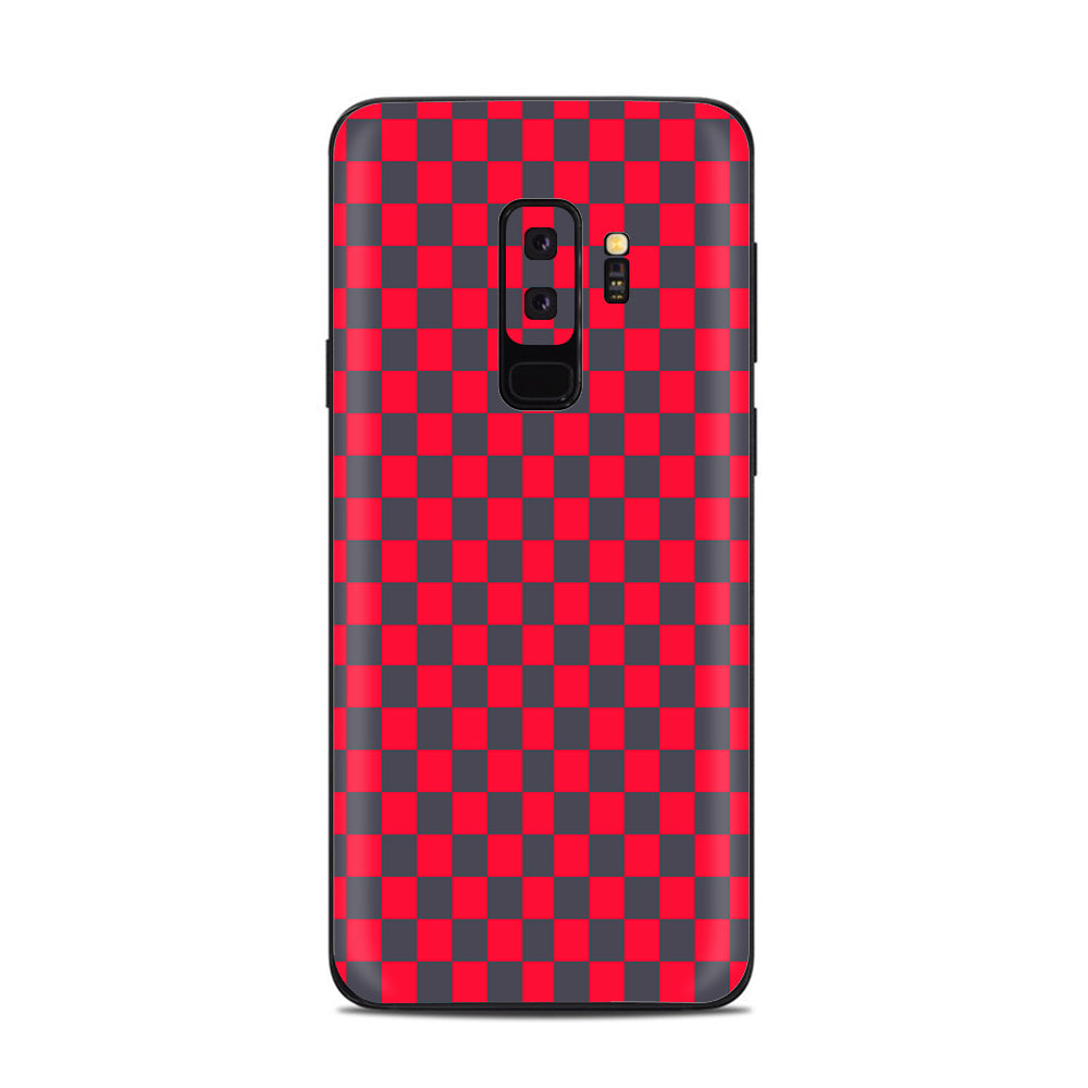  Red Gray Checkers Samsung Galaxy S9 Plus Skin