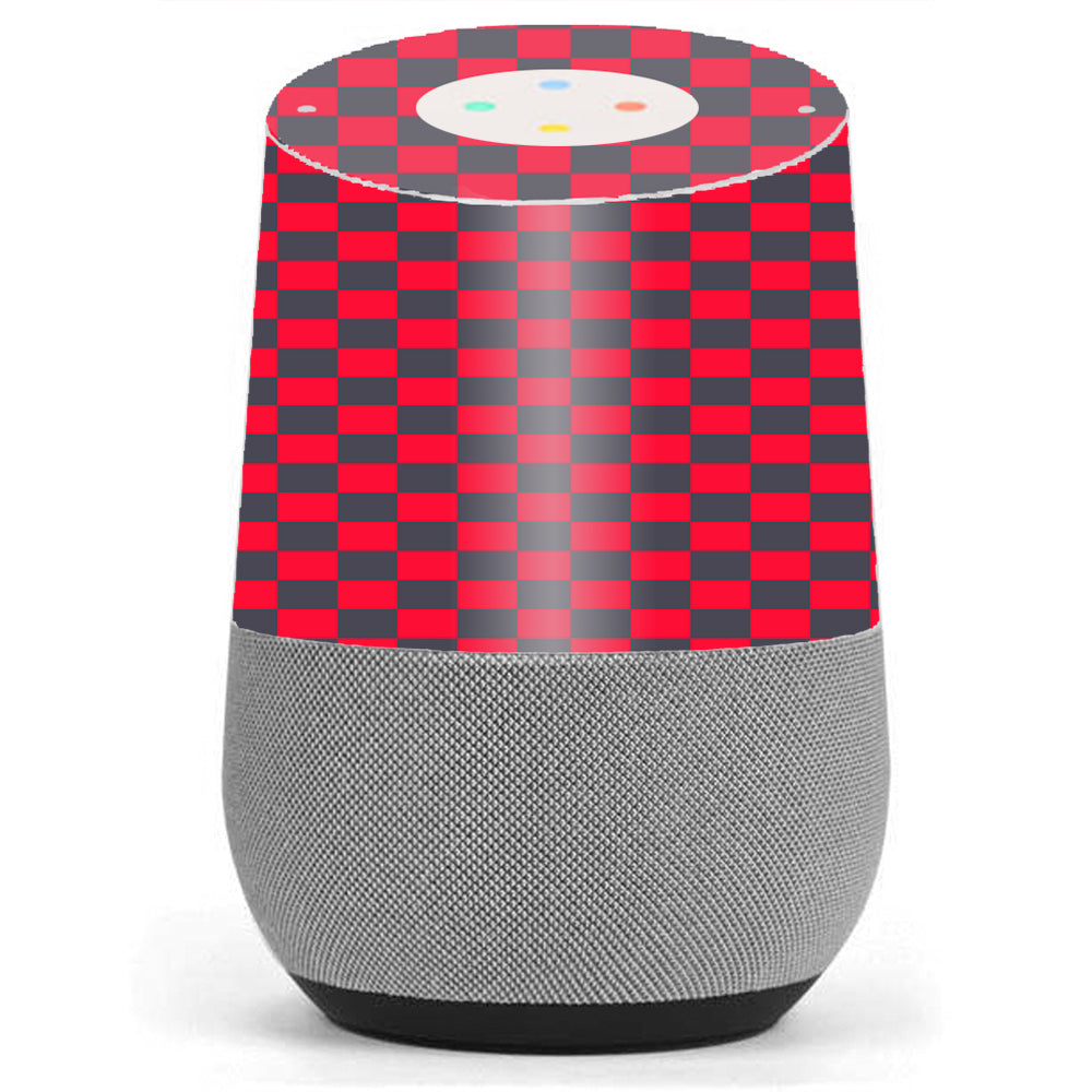  Red Gray Checkers Google Home Skin