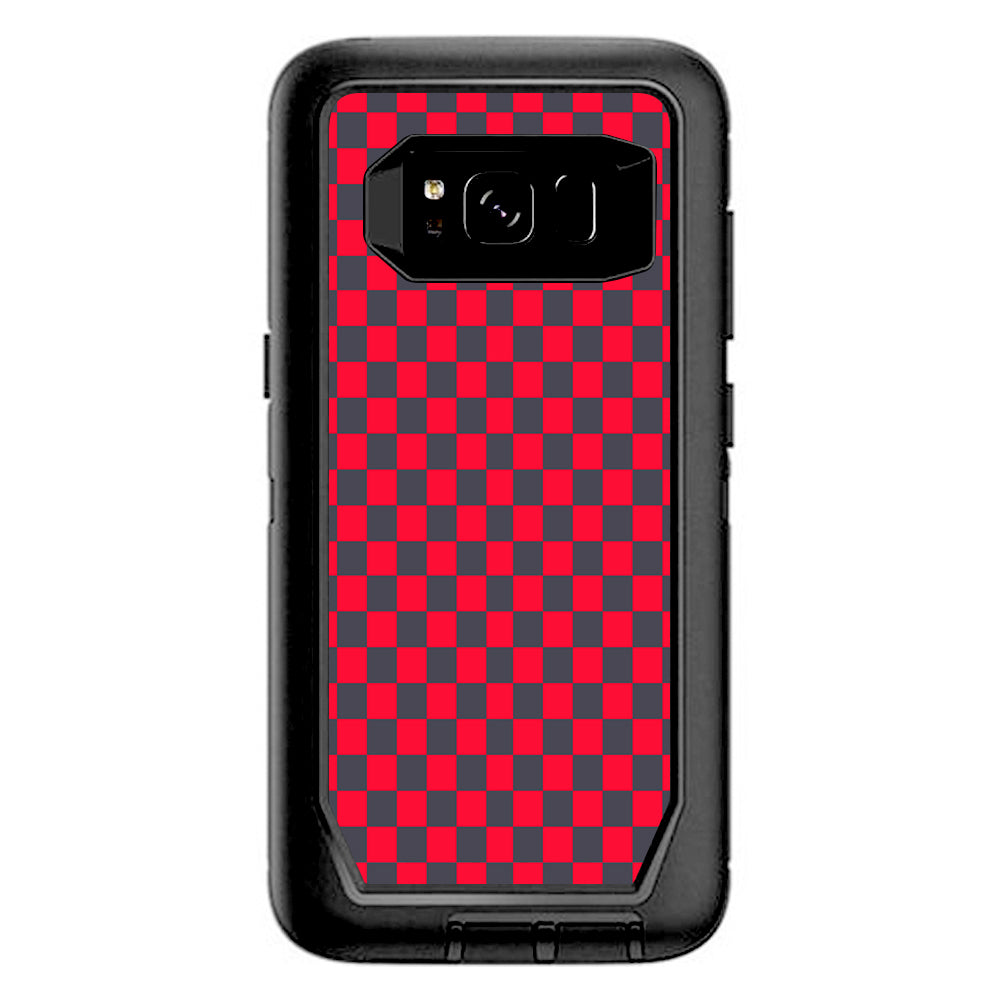  Red Gray Checkers Otterbox Defender Samsung Galaxy S8 Skin