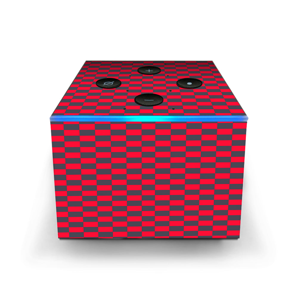  Red Gray Checkers Amazon Fire TV Cube Skin