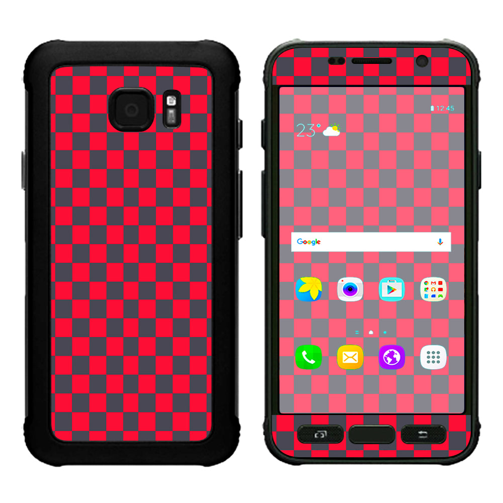 Red Gray Checkers Samsung Galaxy S7 Active Skin