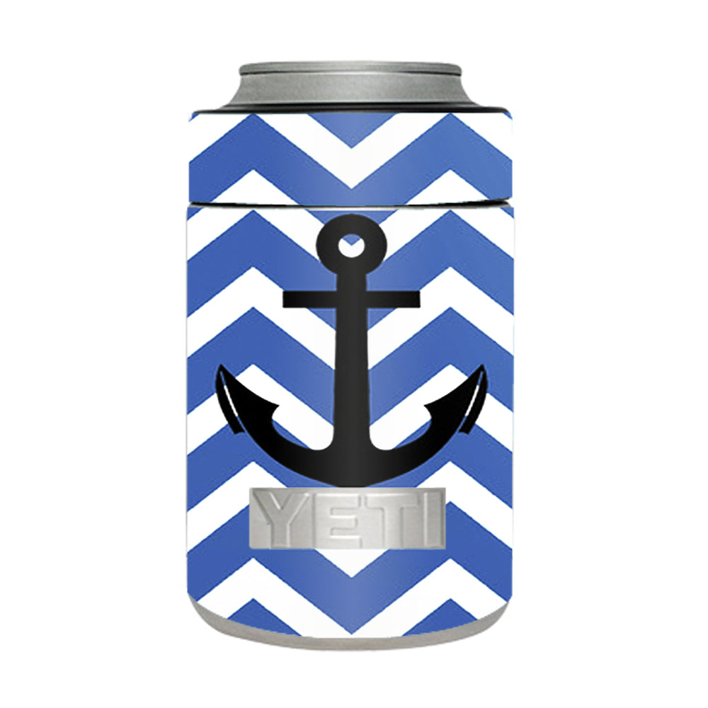  Blue Chevron Black Anchor Yeti Rambler Colster Skin