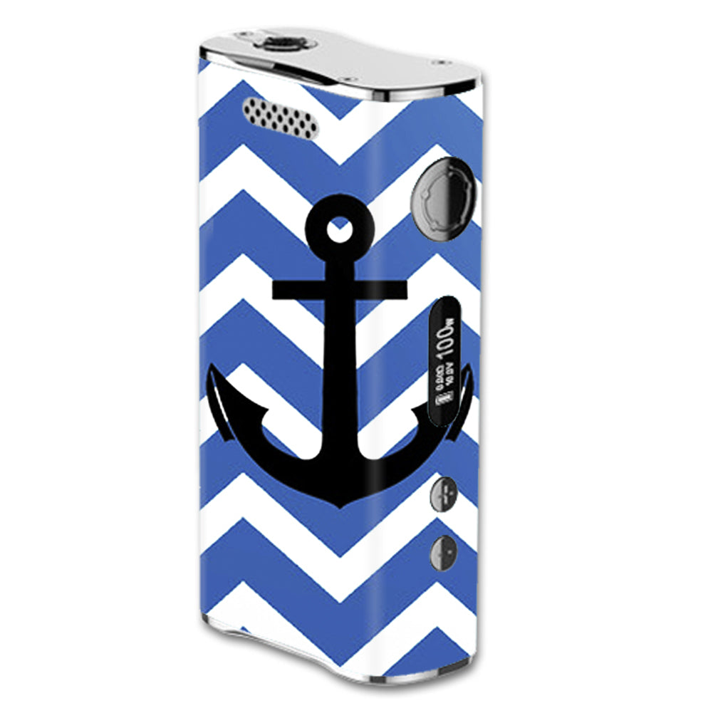 Skin Decal for eLeaf iStick 100w Vape Mod / Blue Chevron Black Anchor ...