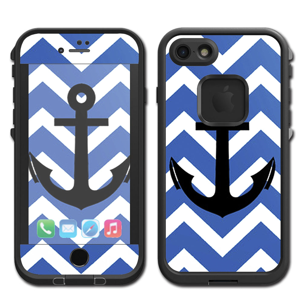  Blue Chevron Black Anchor Lifeproof Fre iPhone 7 or iPhone 8 Skin