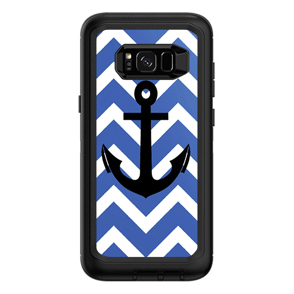  Blue Chevron Black Anchor Otterbox Defender Samsung Galaxy S8 Plus Skin