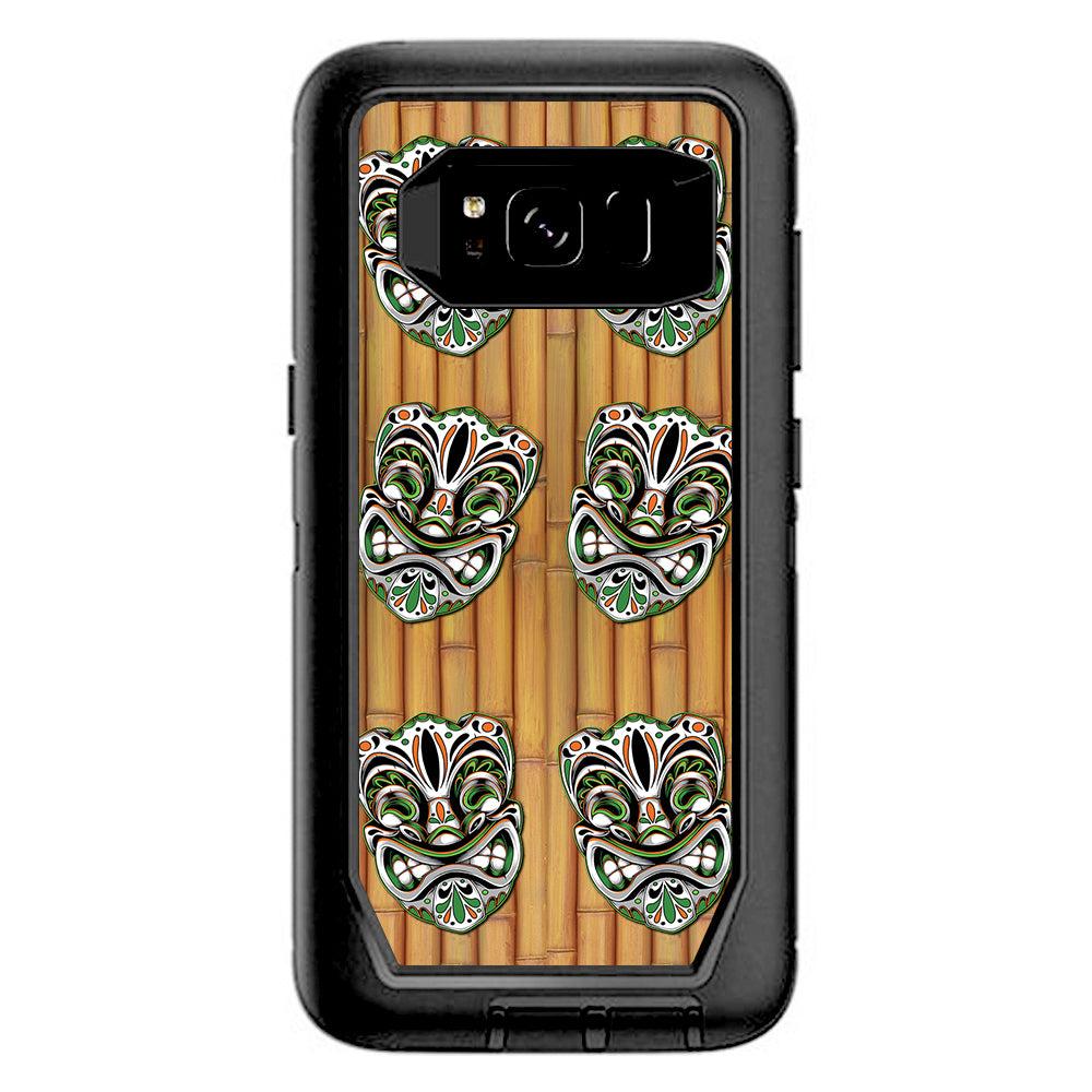  Tiki Faces On Bamboo Otterbox Defender Samsung Galaxy S8 Skin