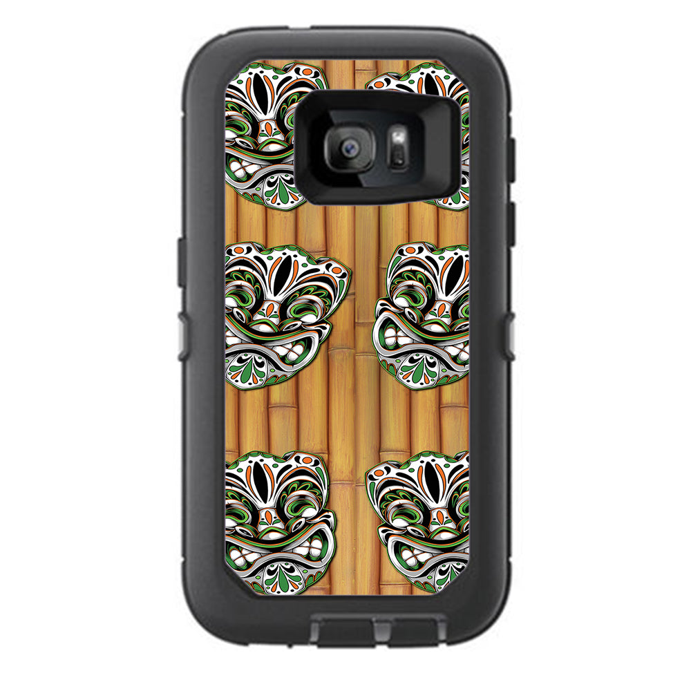  Tiki Faces On Bamboo Otterbox Defender Samsung Galaxy S7 Skin