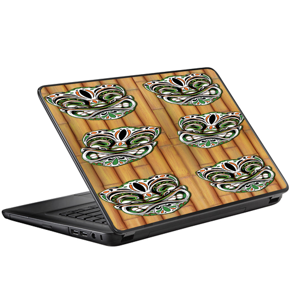  Tiki Faces On Bamboo Universal 13 to 16 inch wide laptop Skin