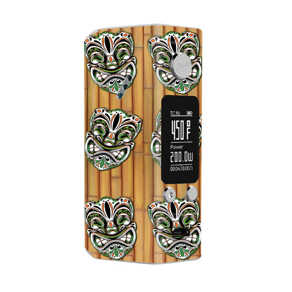 Tiki Faces On Bamboo Wismec Reuleaux RX200S Skin
