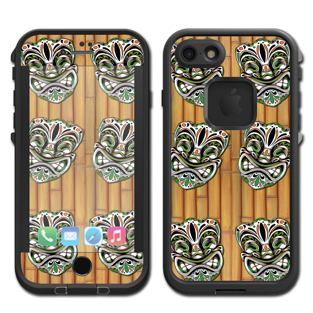  Tiki Faces On Bamboo Lifeproof Fre iPhone 7 or iPhone 8 Skin