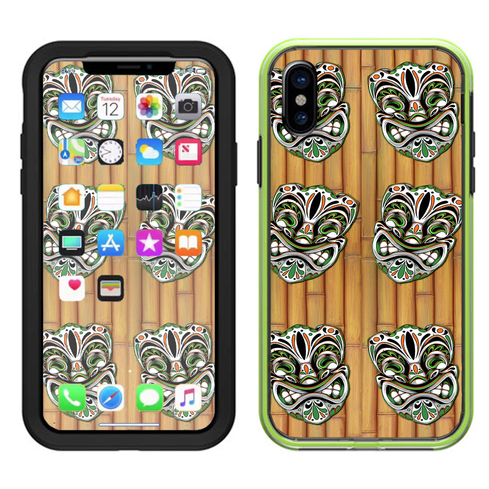  Tiki Faces On Bamboo Lifeproof Slam Case iPhone X Skin