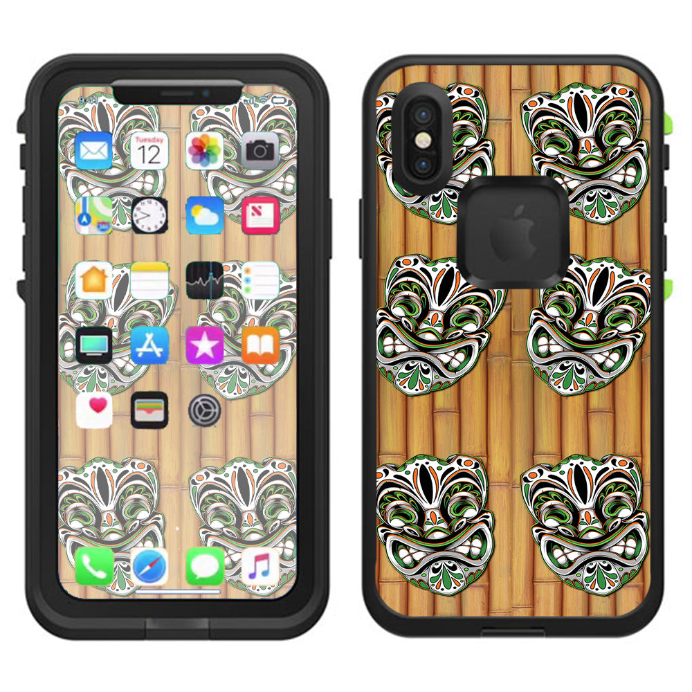  Tiki Faces On Bamboo Lifeproof Fre Case iPhone X Skin