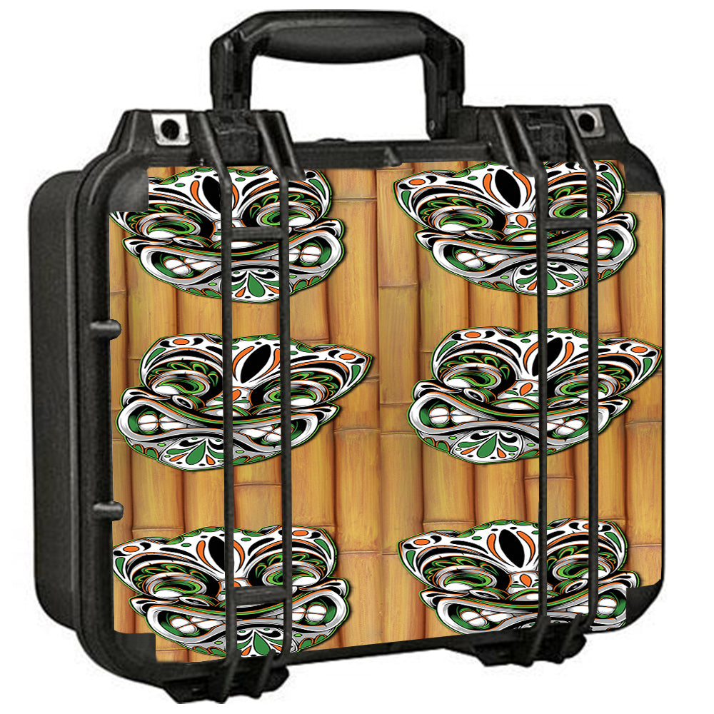  Tiki Faces On Bamboo Pelican Case 1400 Skin