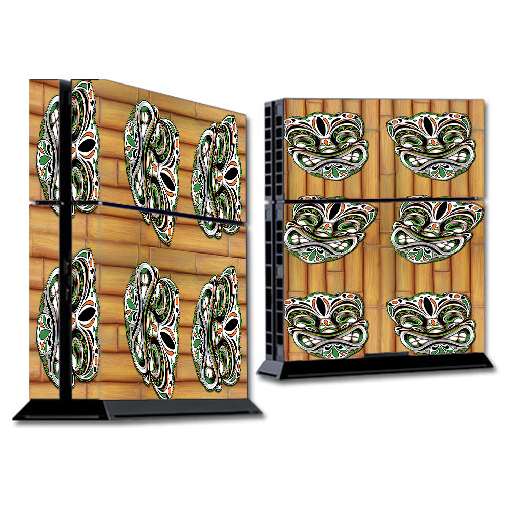  Tiki Faces On Bamboo Sony Playstation PS4 Skin