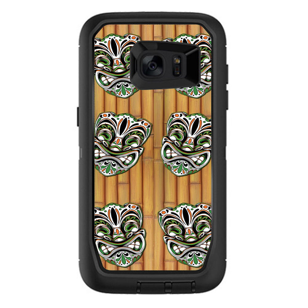  Tiki Faces On Bamboo Otterbox Defender Samsung Galaxy S7 Edge Skin