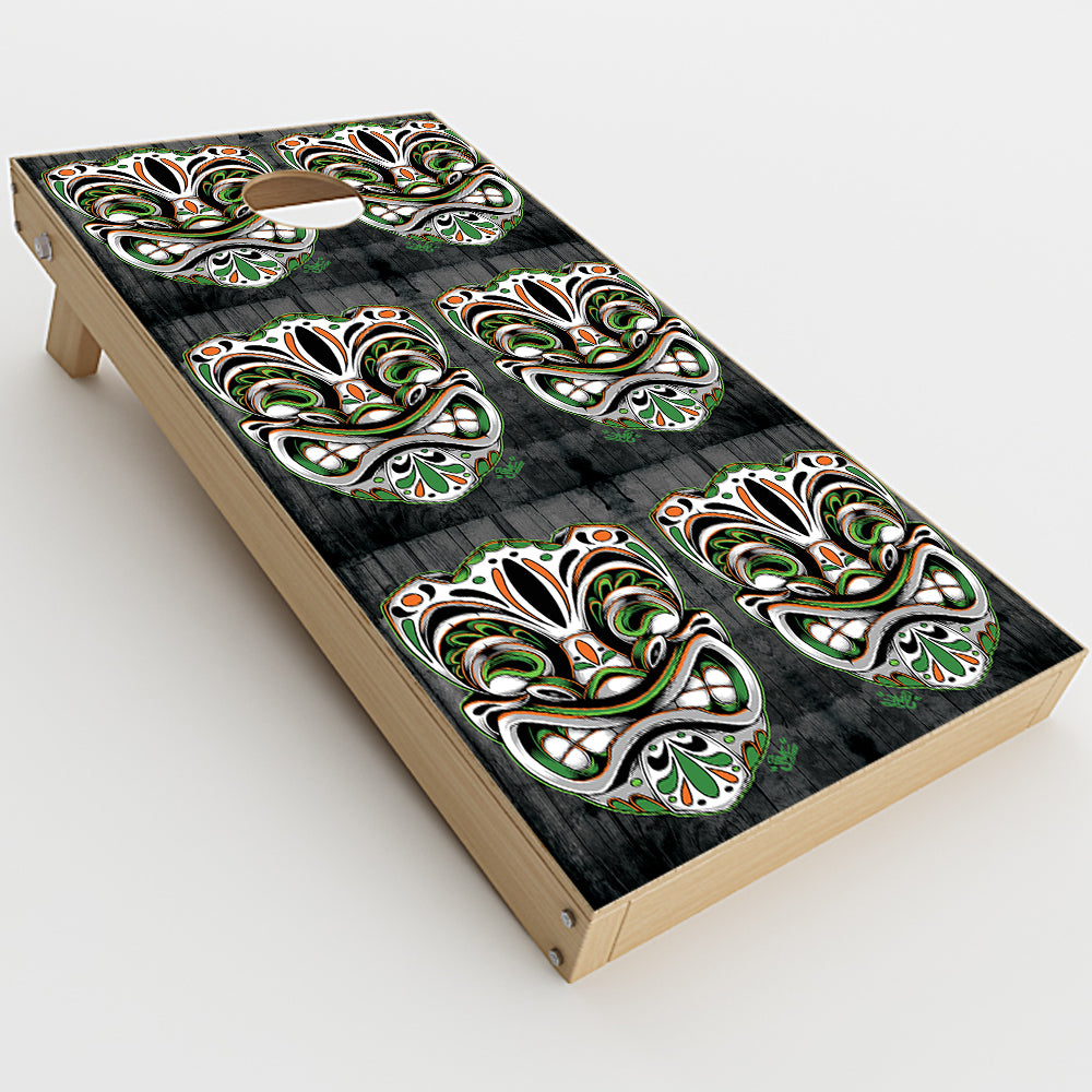  Tiki Faces Cornhole Game Boards  Skin