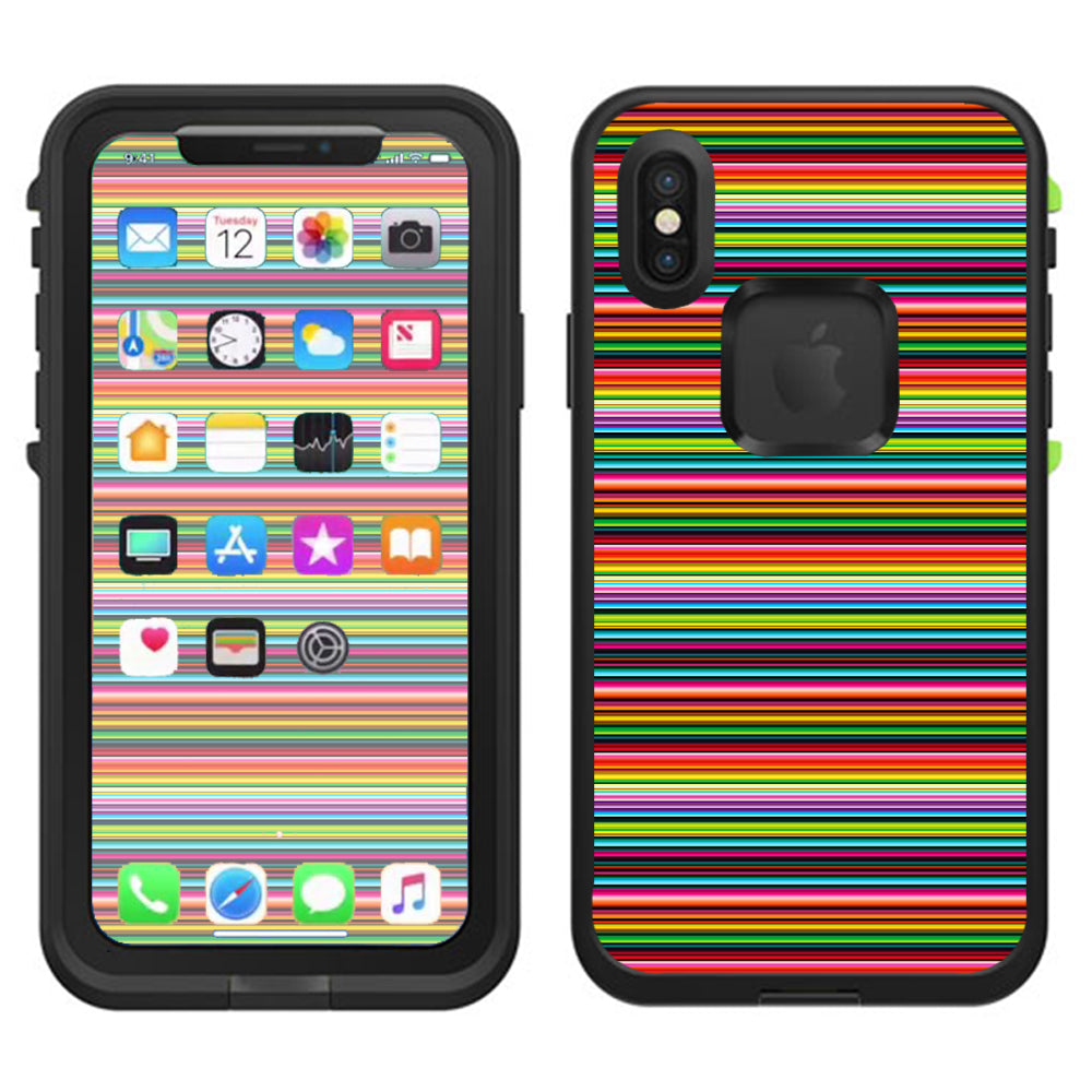  Color Stripes Lifeproof Fre Case iPhone X Skin