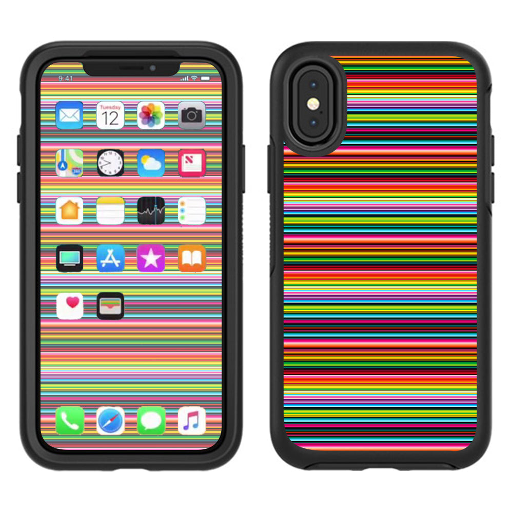  Color Stripes Otterbox Defender Apple iPhone X Skin