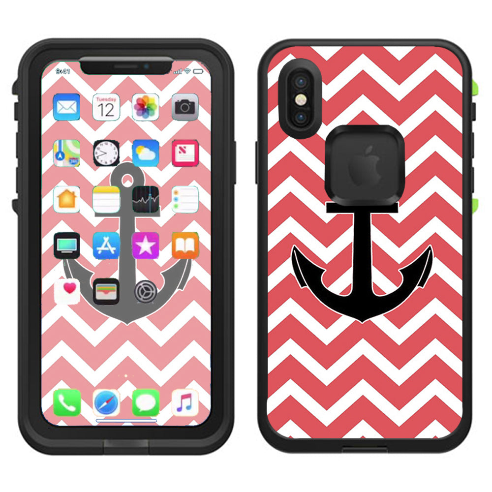  Chevron With Black Anchor Lifeproof Fre Case iPhone X Skin