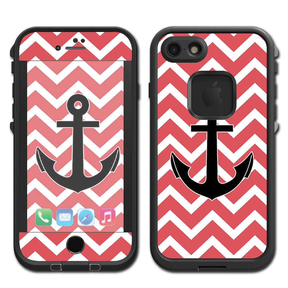 Chevron With Black Anchor Lifeproof Fre iPhone 7 or iPhone 8 Skin
