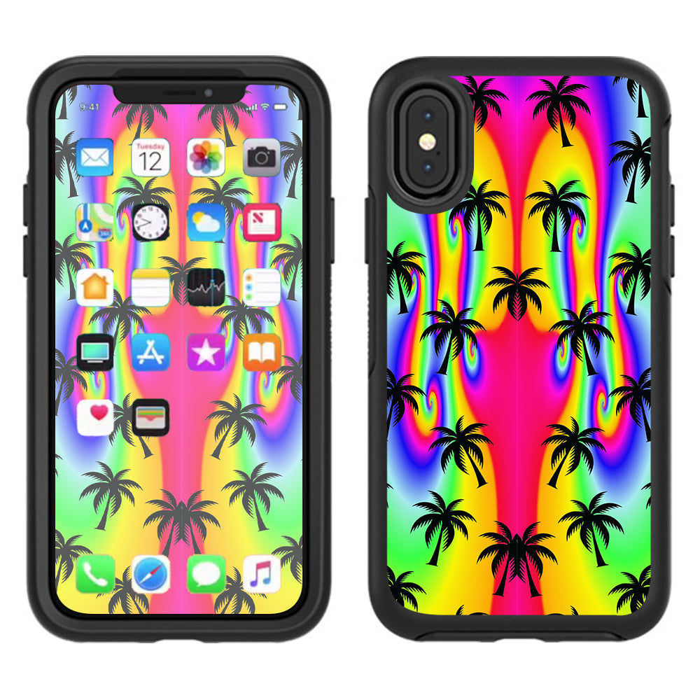  Rainbow Palm Tree Otterbox Defender Apple iPhone X Skin
