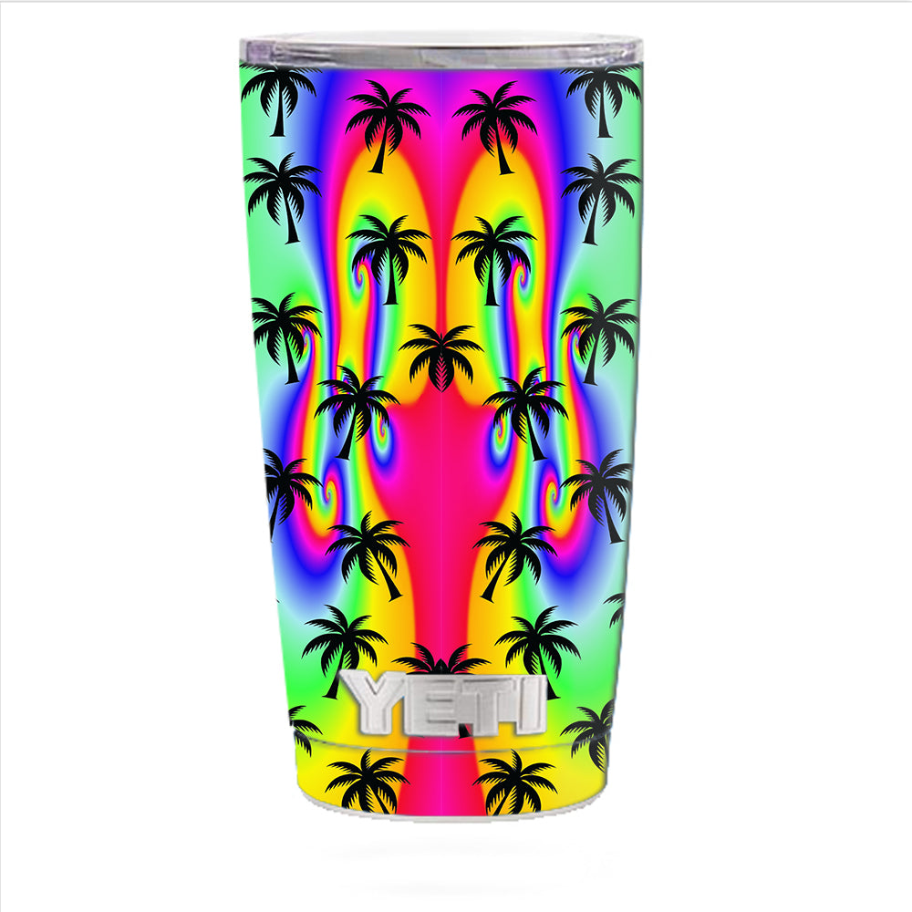  Rainbow Palm Tree Yeti 20oz Rambler Tumbler Skin