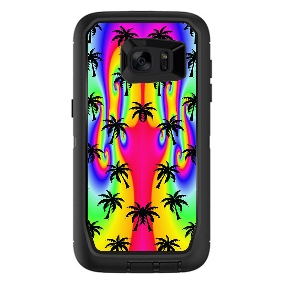  Rainbow Palm Tree Otterbox Defender Samsung Galaxy S7 Edge Skin