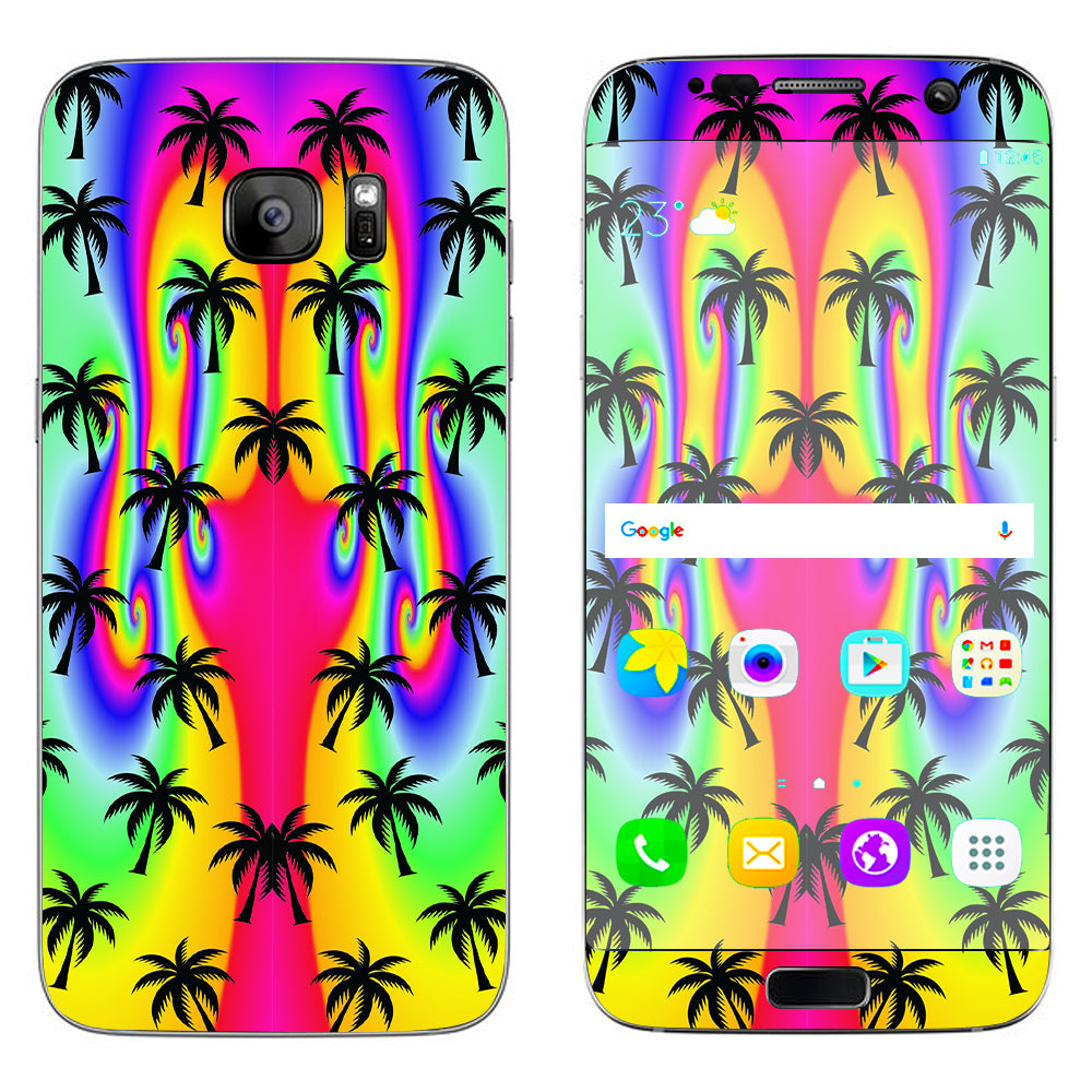  Rainbow Palm Tree Samsung Galaxy S7 Edge Skin