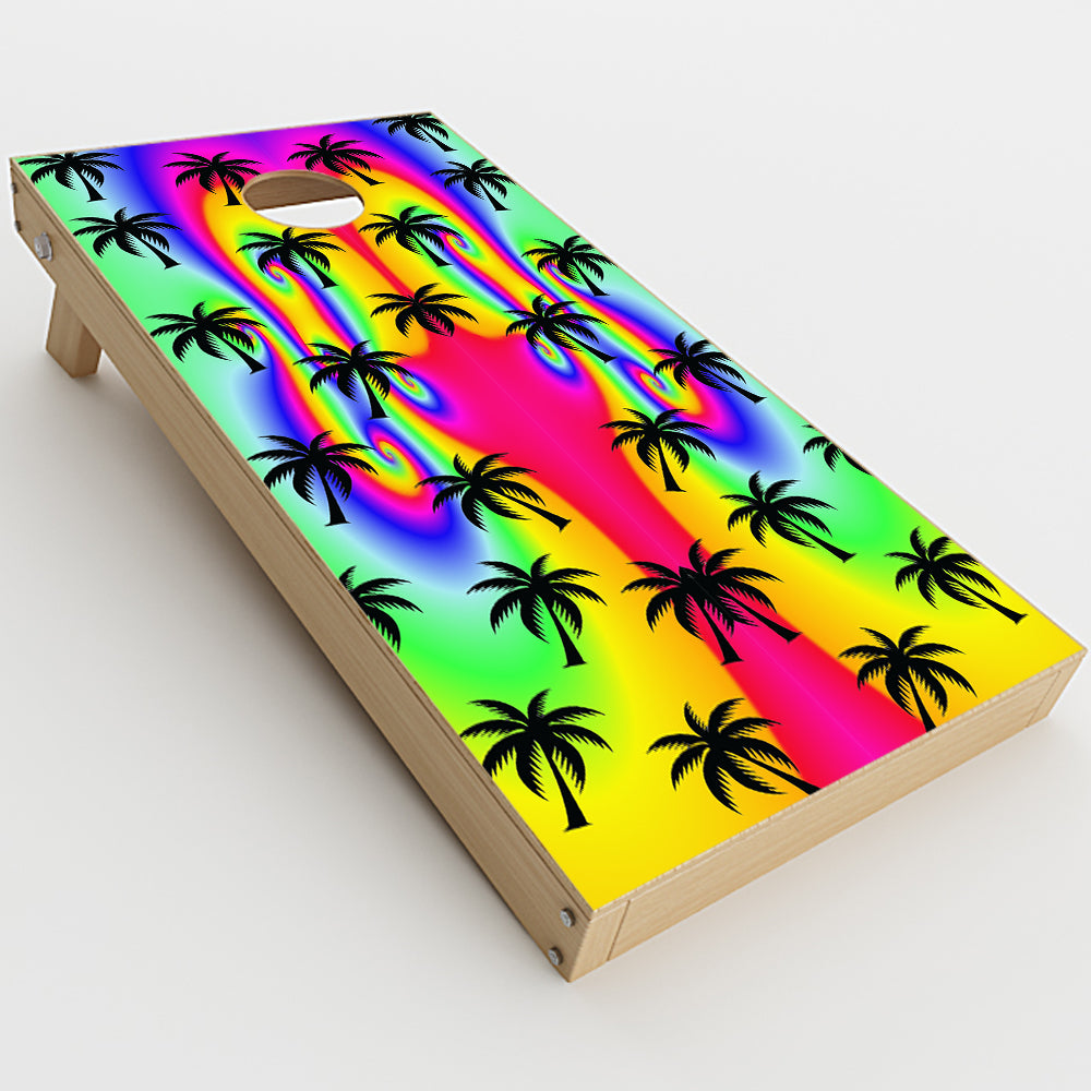  Rainbow Palm Tree Cornhole Game Boards  Skin