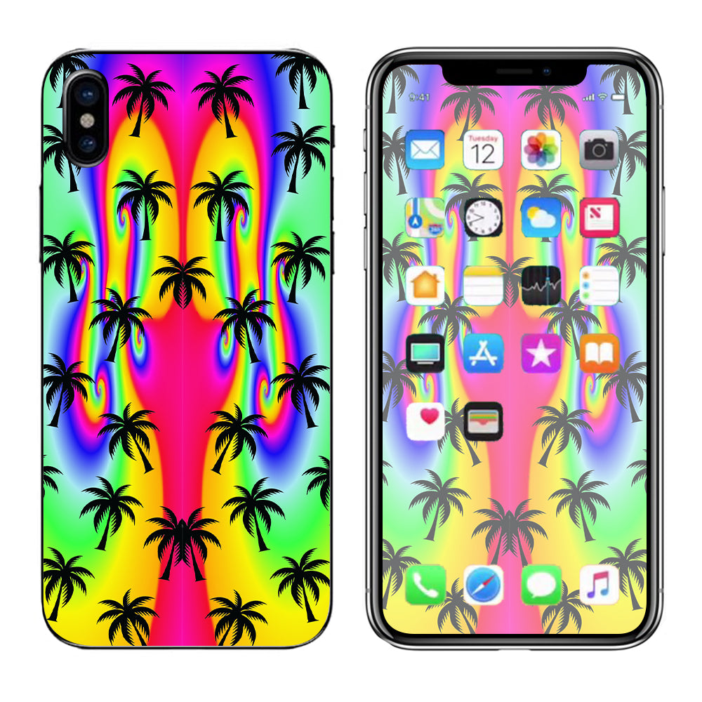  Rainbow Palm Tree Apple iPhone X Skin