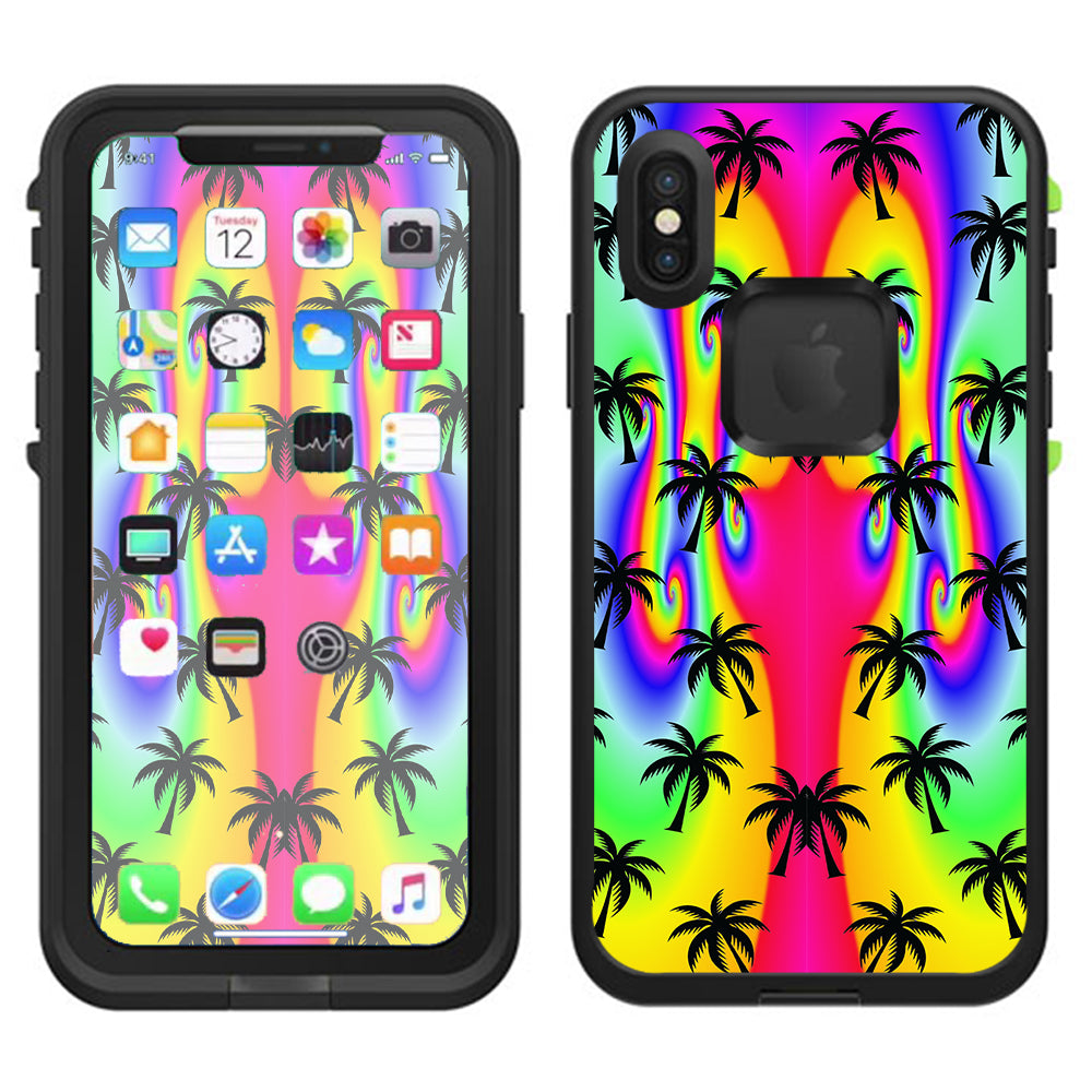  Rainbow Palm Tree Lifeproof Fre Case iPhone X Skin