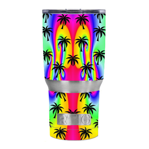 Rainbow Palm Tree RTIC 20oz Tumbler Skin