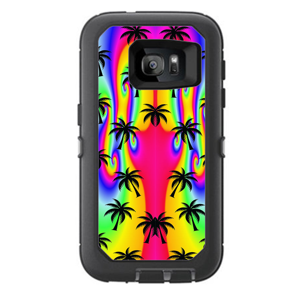  Rainbow Palm Tree Otterbox Defender Samsung Galaxy S7 Skin