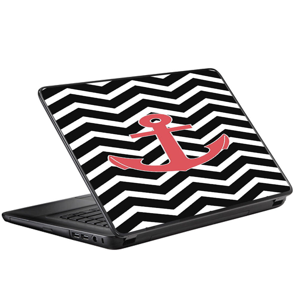  Black Chevron With Rose Anchor Universal 13 to 16 inch wide laptop Skin