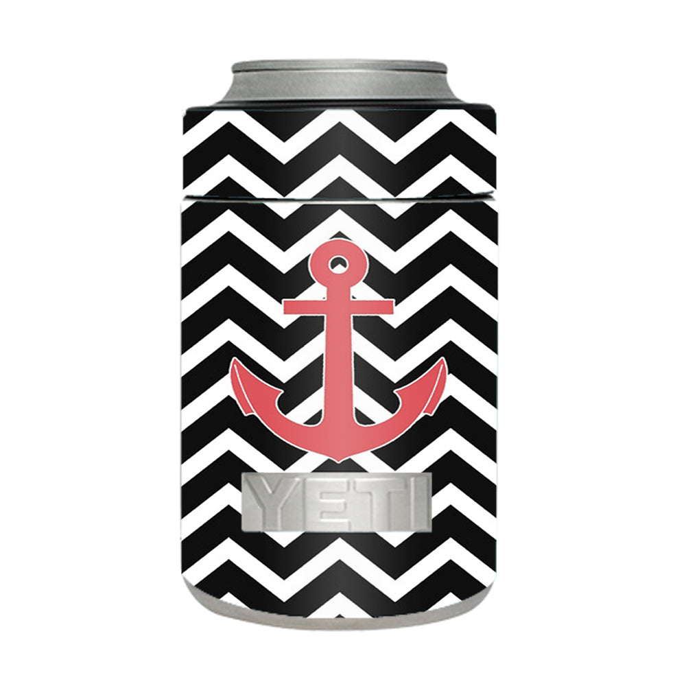  Black Chevron With Rose Anchor Yeti Rambler Colster Skin